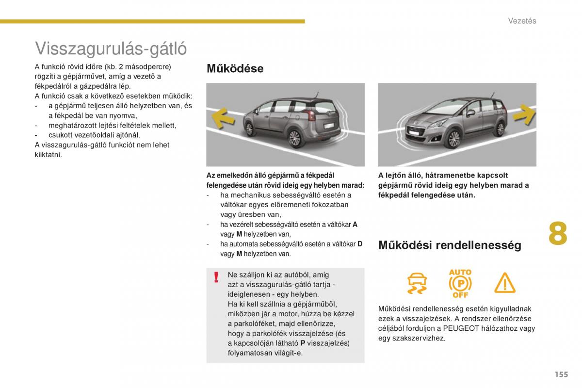 Peugeot 5008 II 2 Kezelesi utmutato / page 157