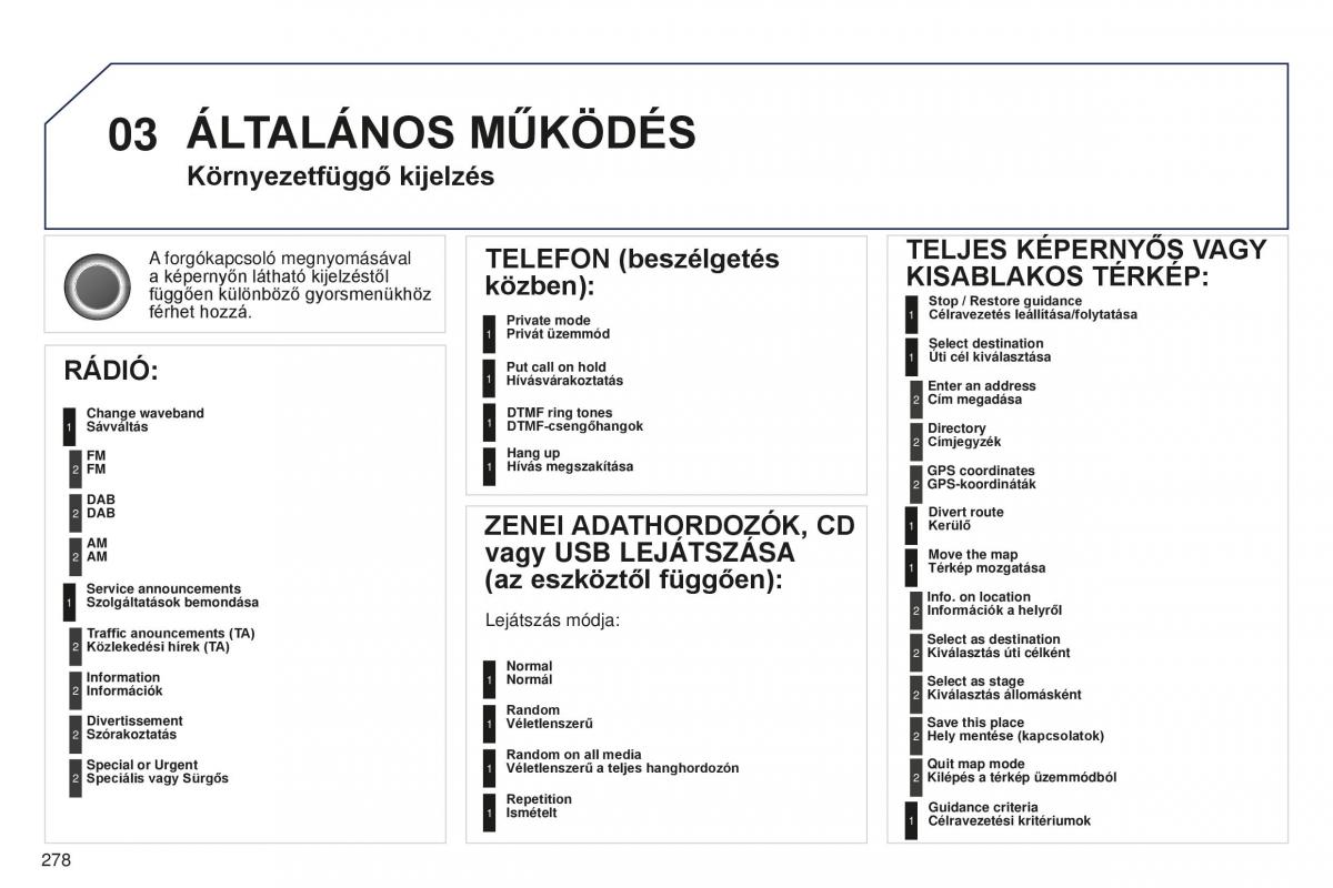 Peugeot 5008 II 2 Kezelesi utmutato / page 280