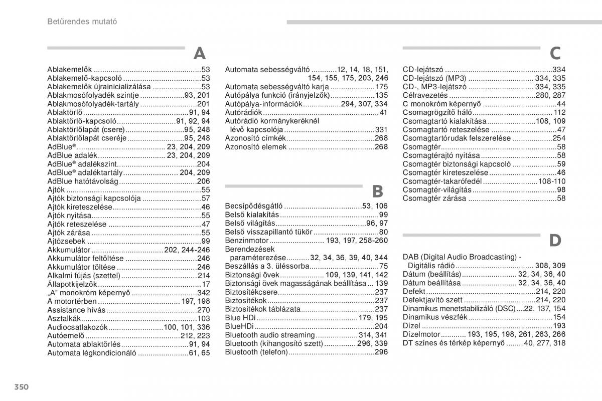 Peugeot 5008 II 2 Kezelesi utmutato / page 352