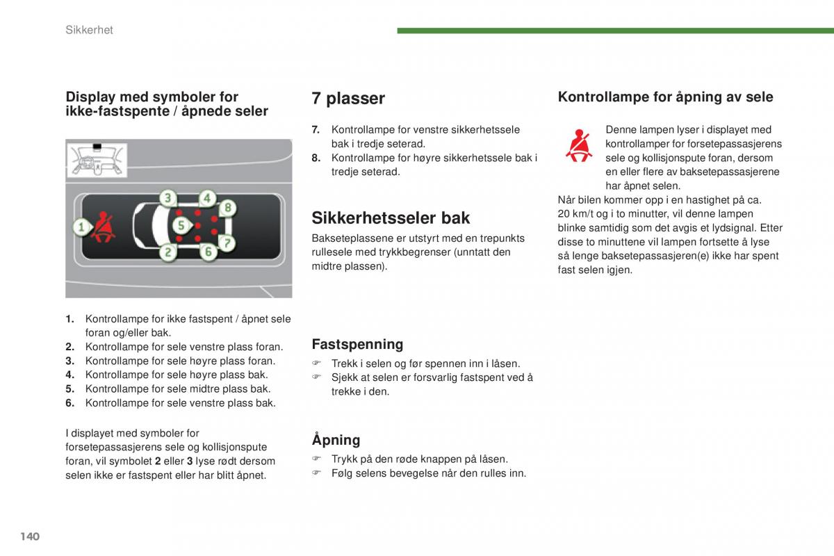 Peugeot 5008 II 2 bruksanvisningen / page 142