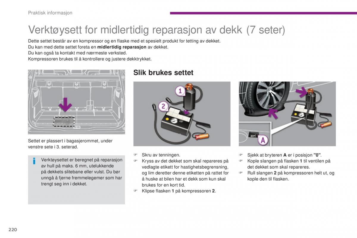 Peugeot 5008 II 2 bruksanvisningen / page 222