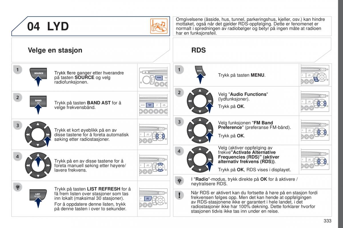 Peugeot 5008 II 2 bruksanvisningen / page 335