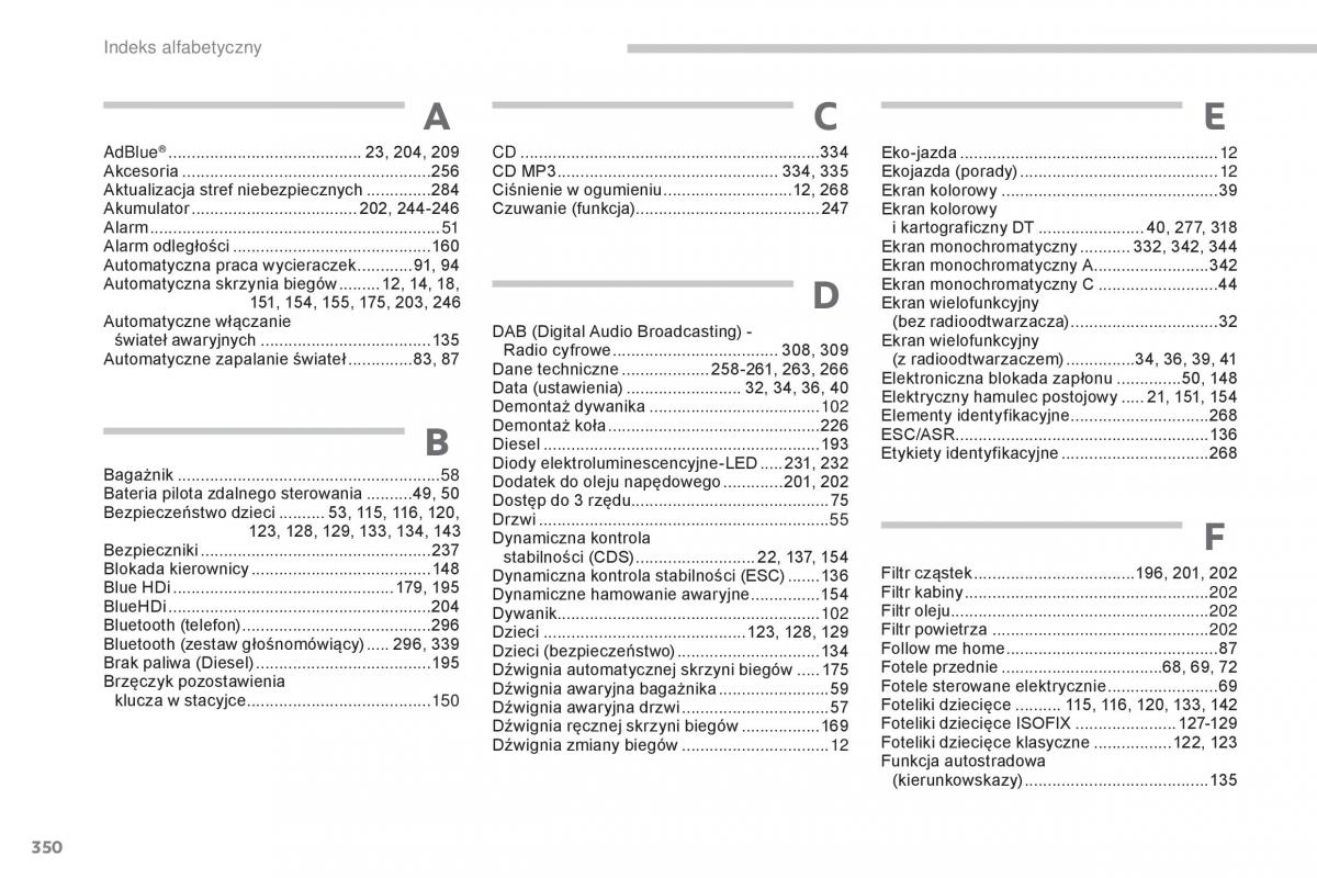 manual  Peugeot 5008 II 2 instrukcja / page 352