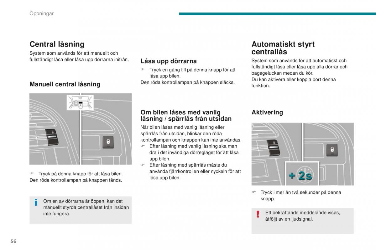 Peugeot 5008 II 2 instruktionsbok / page 58