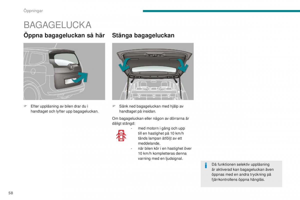 Peugeot 5008 II 2 instruktionsbok / page 60