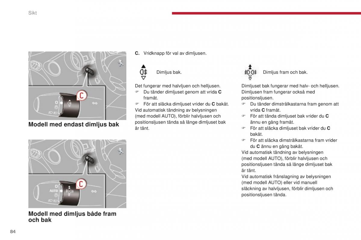 Peugeot 5008 II 2 instruktionsbok / page 86