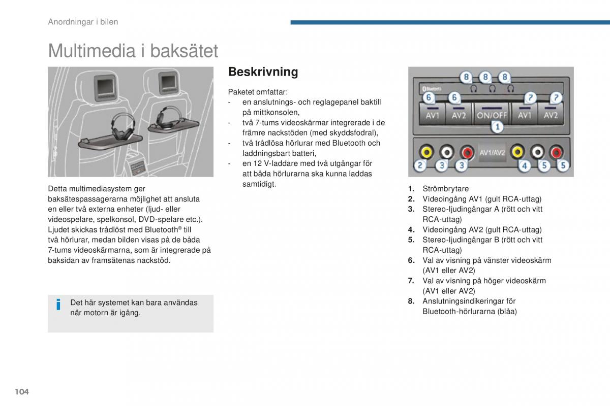 Peugeot 5008 II 2 instruktionsbok / page 106