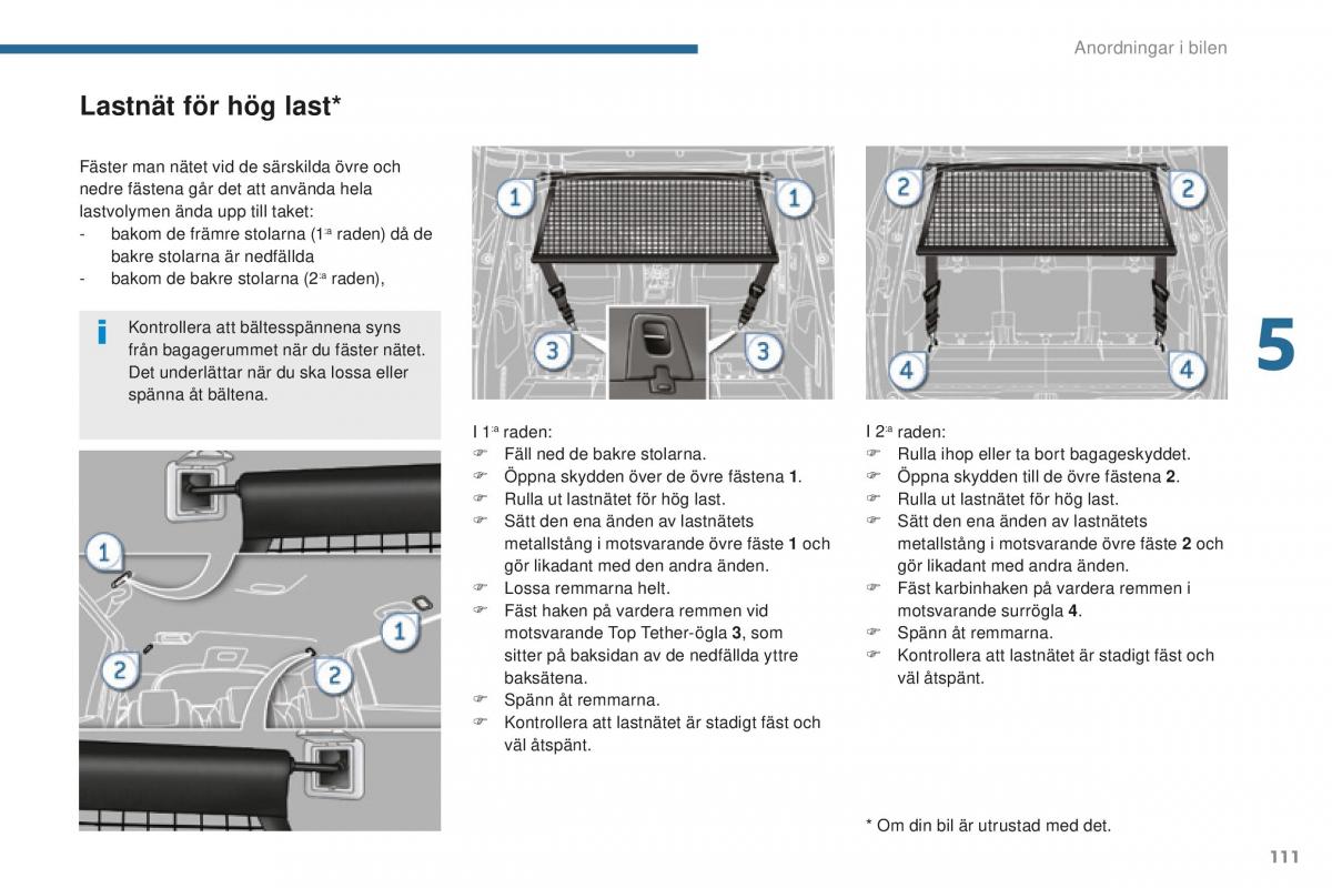 Peugeot 5008 II 2 instruktionsbok / page 113