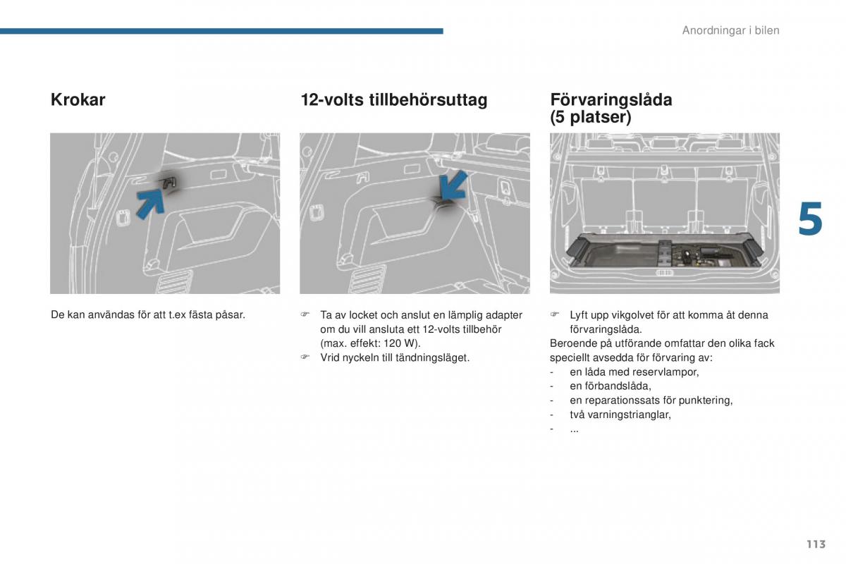 Peugeot 5008 II 2 instruktionsbok / page 115