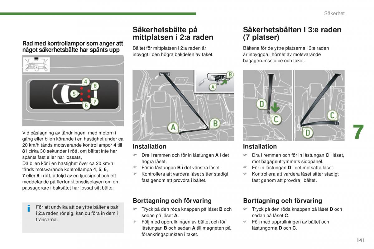 Peugeot 5008 II 2 instruktionsbok / page 143