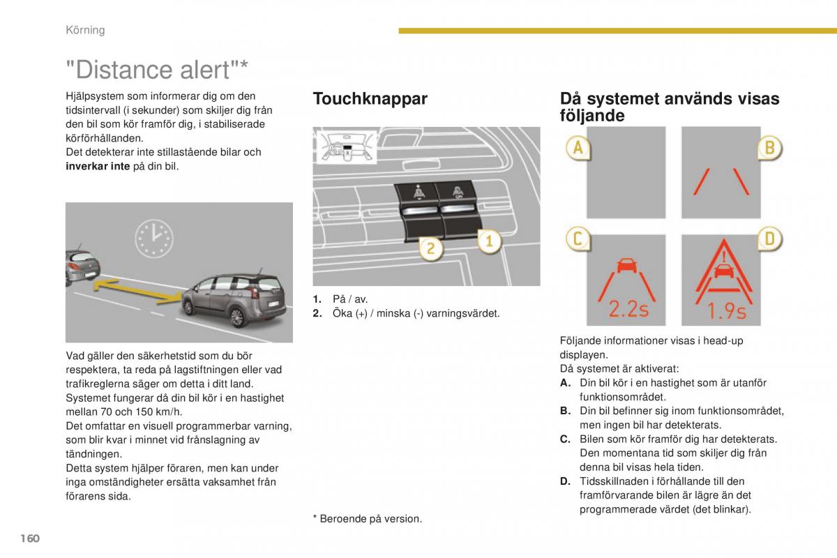 Peugeot 5008 II 2 instruktionsbok / page 162