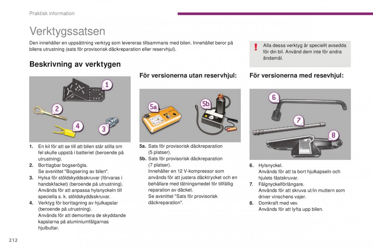 Peugeot 5008 II 2 instruktionsbok / page 214