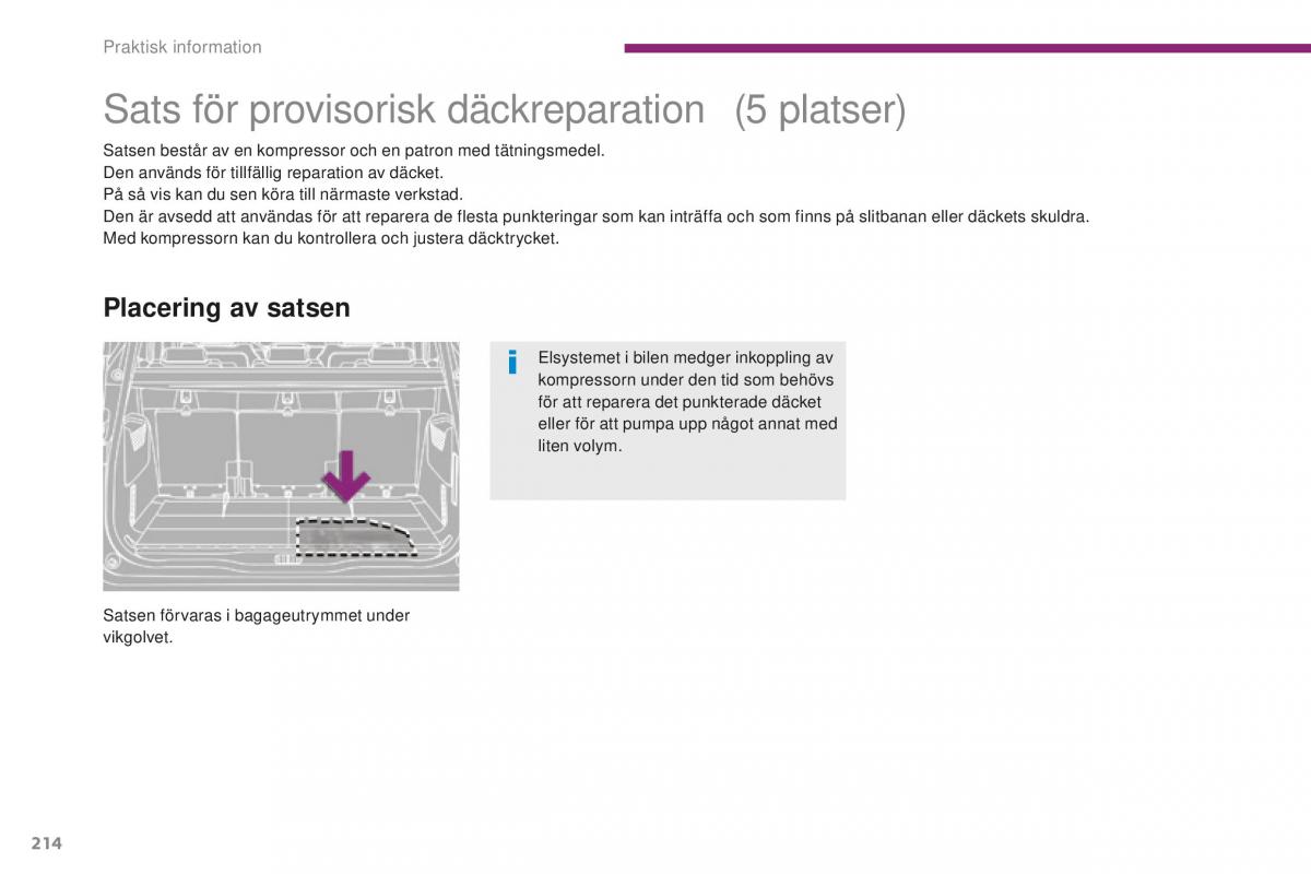 Peugeot 5008 II 2 instruktionsbok / page 216