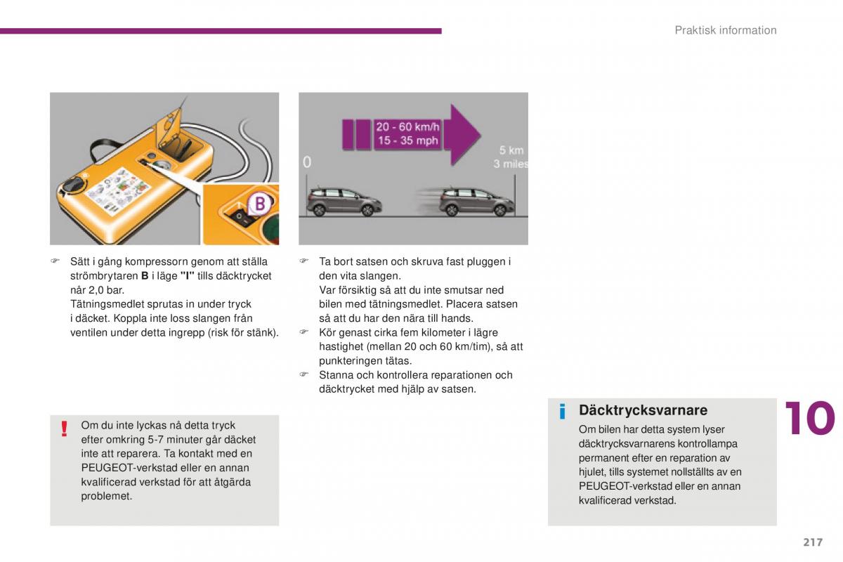 Peugeot 5008 II 2 instruktionsbok / page 219