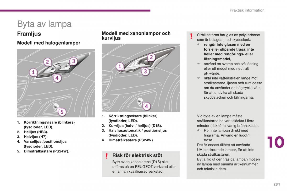 Peugeot 5008 II 2 instruktionsbok / page 233