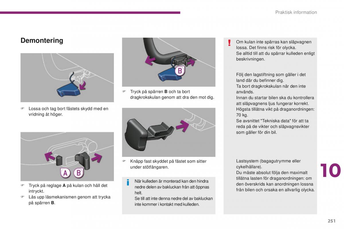 Peugeot 5008 II 2 instruktionsbok / page 253