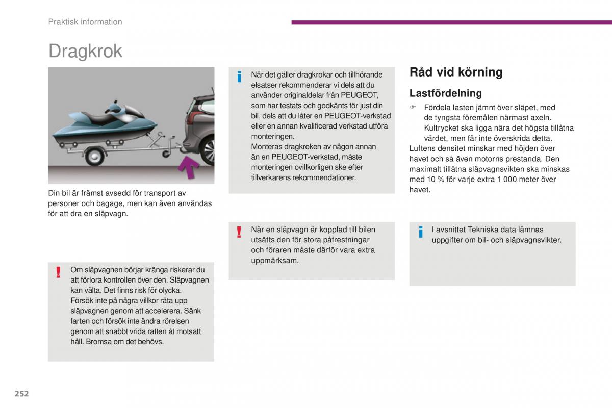 Peugeot 5008 II 2 instruktionsbok / page 254