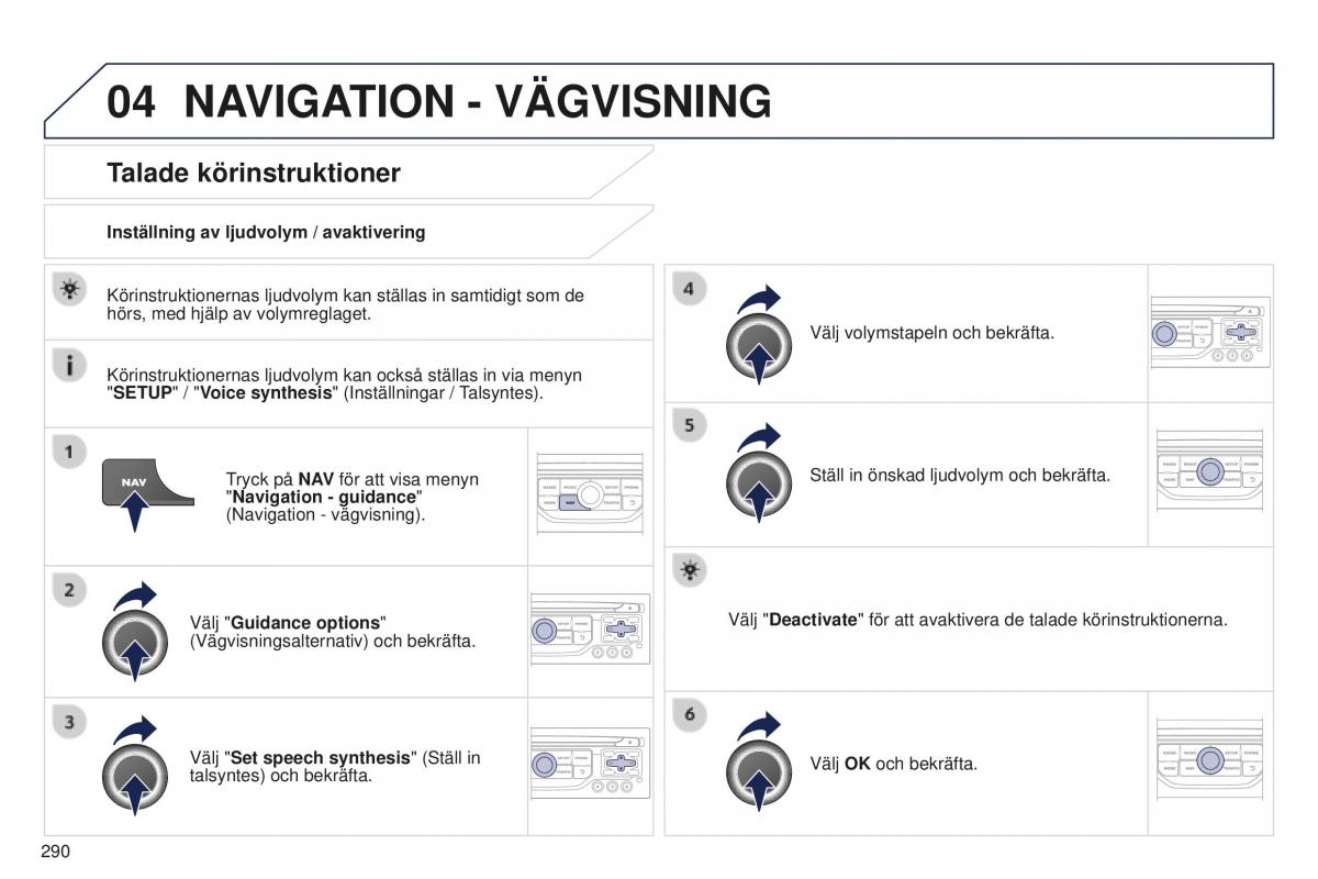 Peugeot 5008 II 2 instruktionsbok / page 292