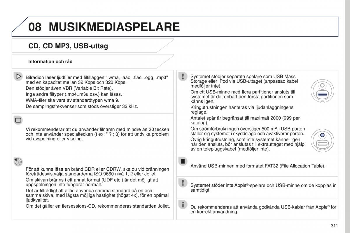 Peugeot 5008 II 2 instruktionsbok / page 313