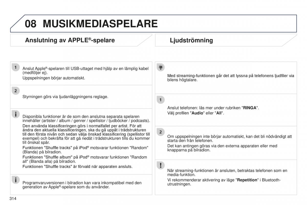 Peugeot 5008 II 2 instruktionsbok / page 316