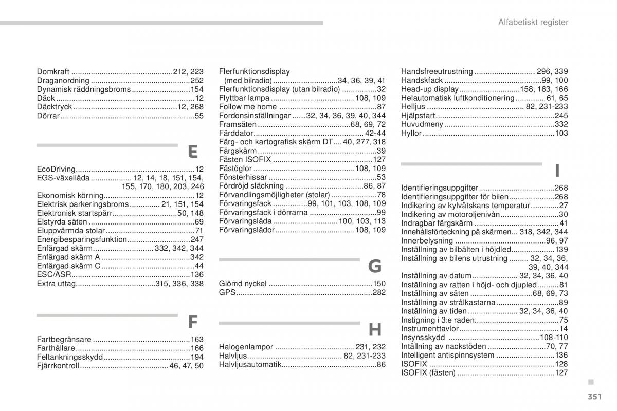 Peugeot 5008 II 2 instruktionsbok / page 353