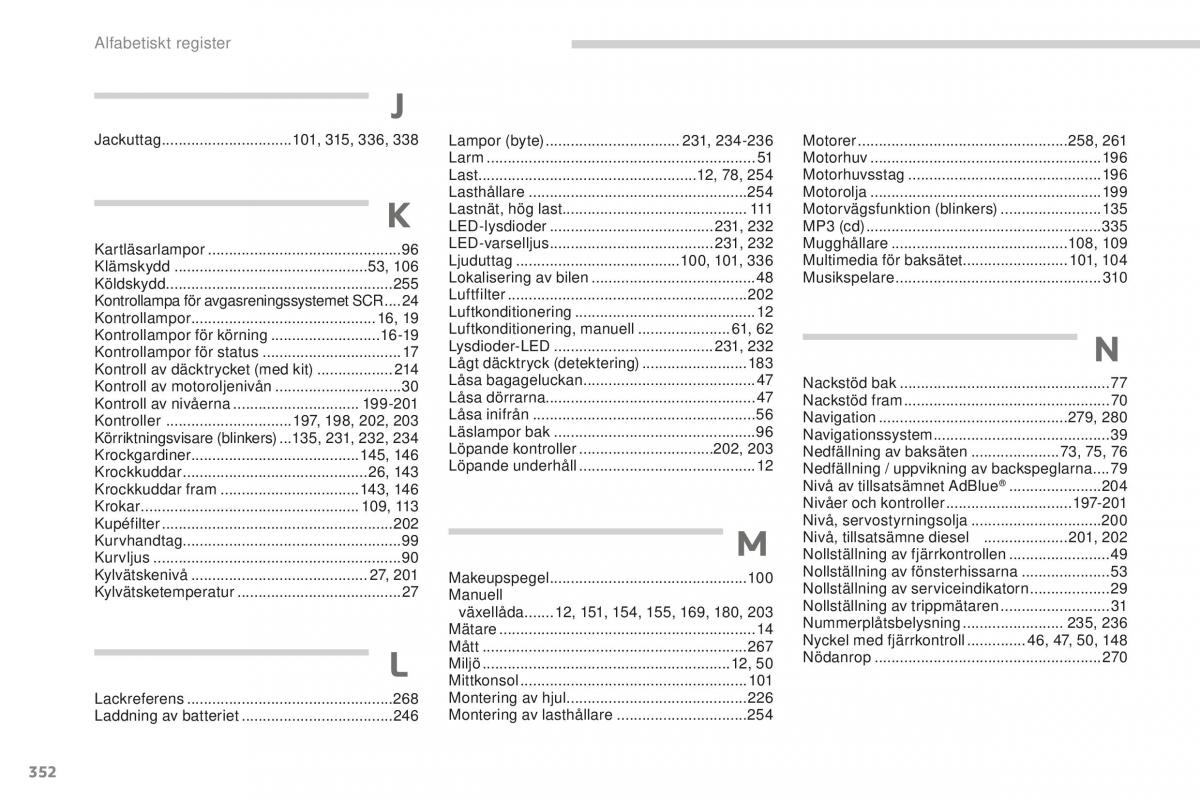 Peugeot 5008 II 2 instruktionsbok / page 354