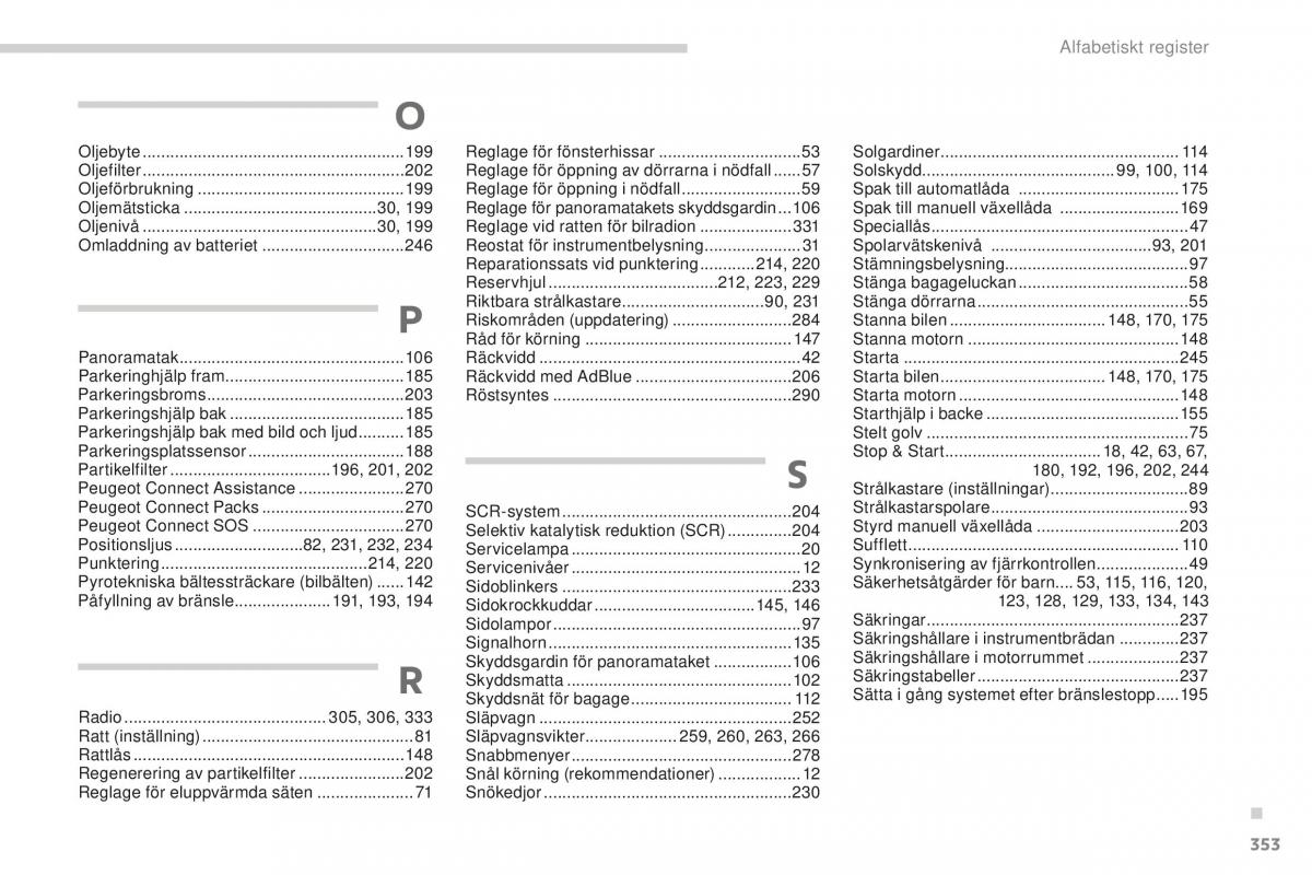 Peugeot 5008 II 2 instruktionsbok / page 355