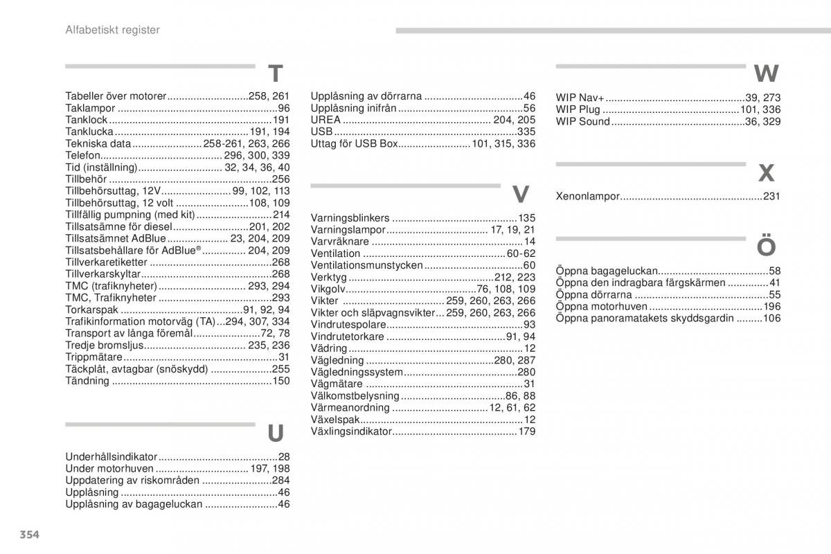 Peugeot 5008 II 2 instruktionsbok / page 356