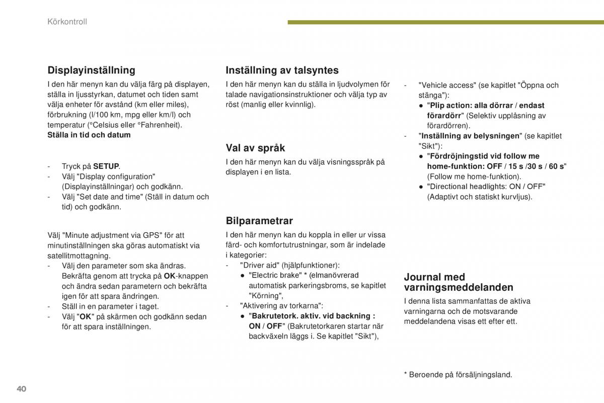 Peugeot 5008 II 2 instruktionsbok / page 42