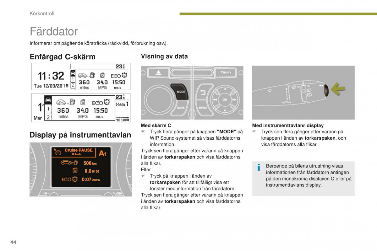 Peugeot 5008 II 2 instruktionsbok / page 46