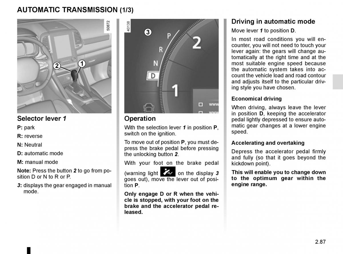 Renault Koleos II 2 owners manual / page 191