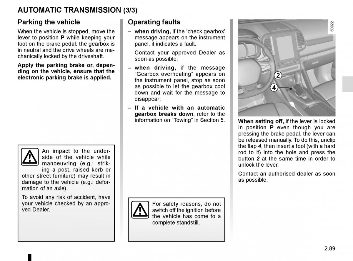 Renault Koleos II 2 owners manual / page 193