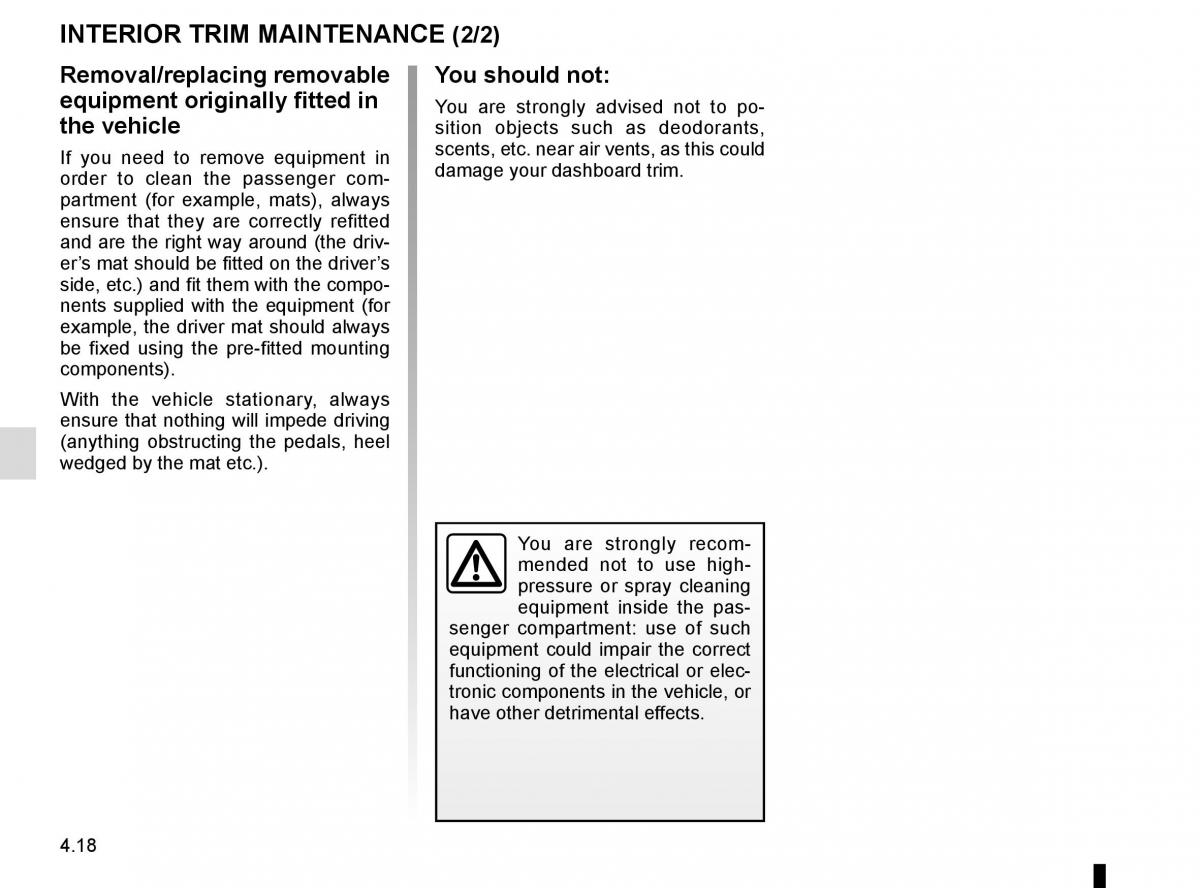 Renault Koleos II 2 owners manual / page 262