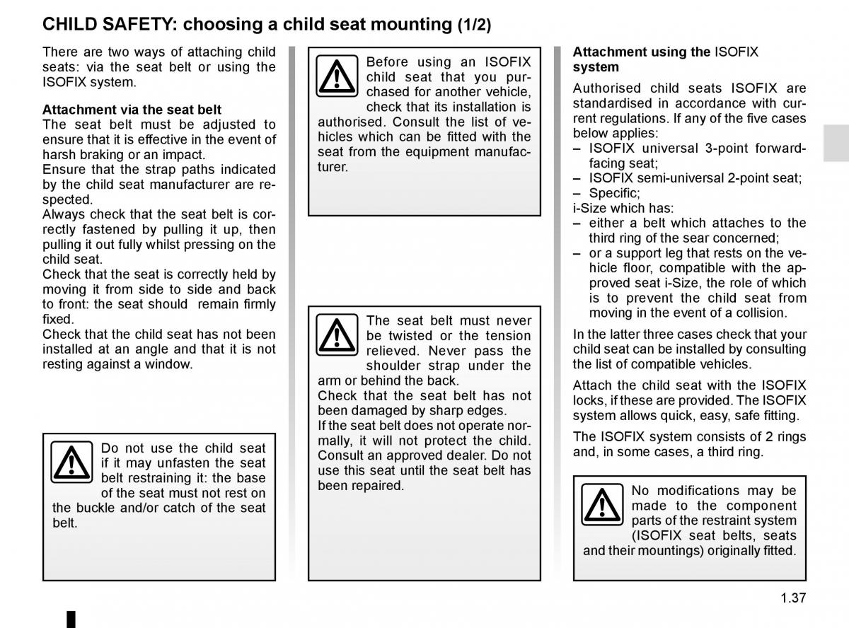 Renault Koleos II 2 owners manual / page 43