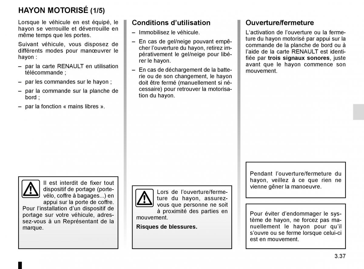 Renault Koleos II 2 manuel du proprietaire / page 225