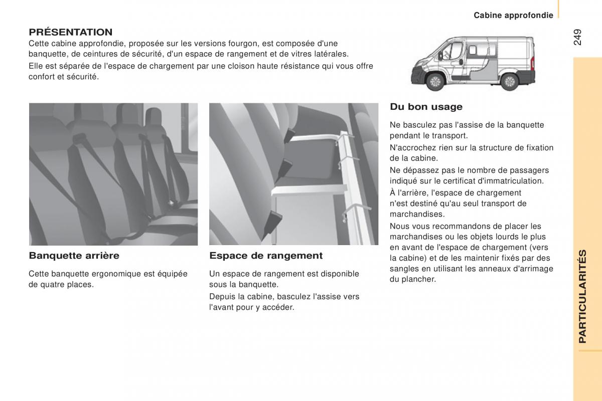 Peugeot Boxer III 3 manuel du proprietaire / page 251