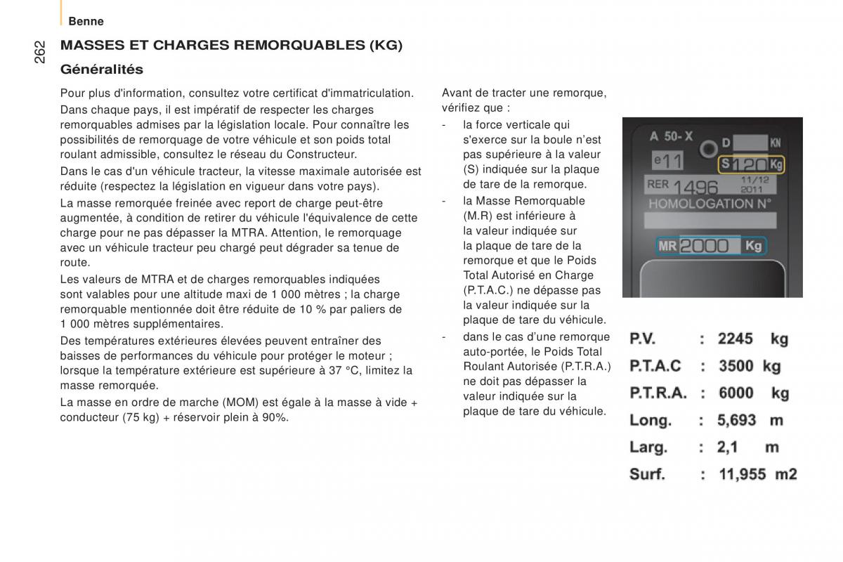 Peugeot Boxer III 3 manuel du proprietaire / page 264