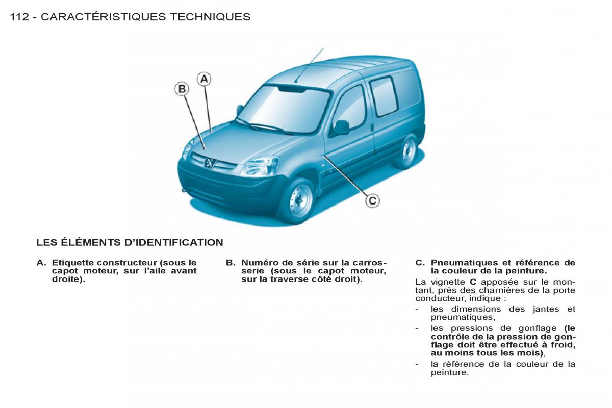 Peugeot Partner I 1 FL manuel du proprietaire / page 114