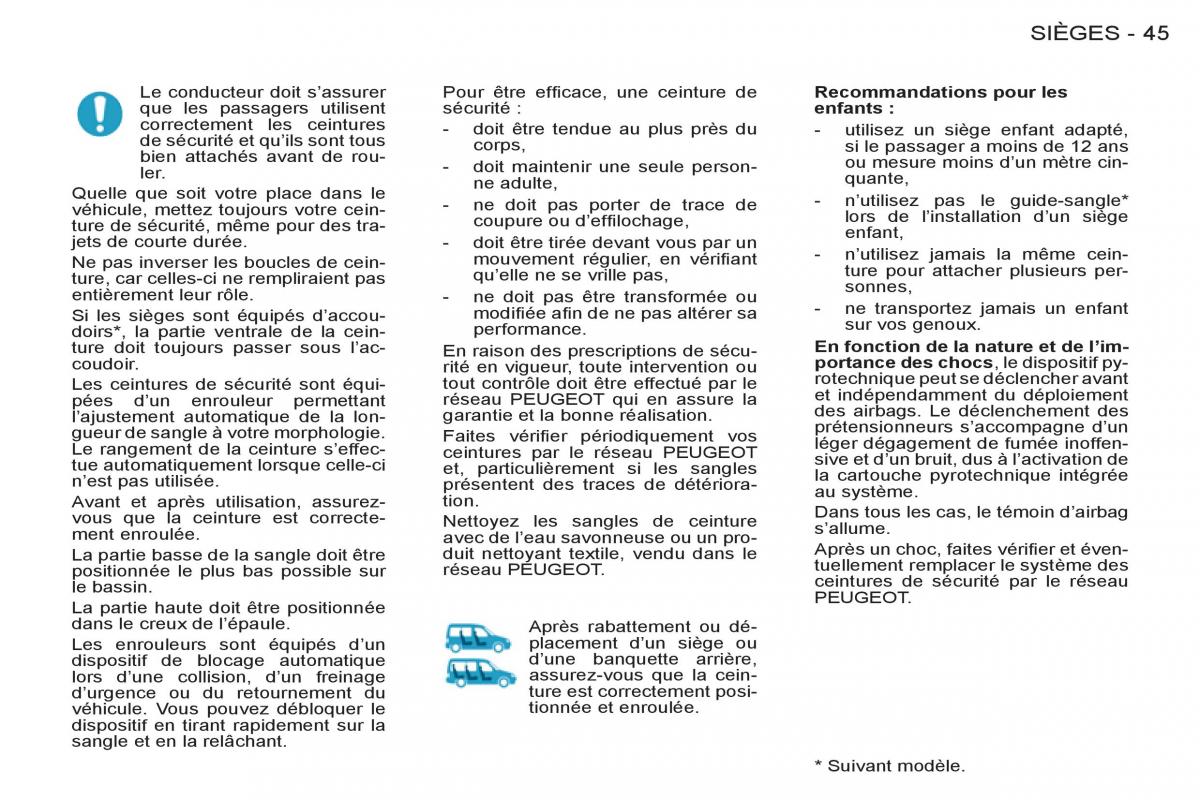 Peugeot Partner I 1 FL manuel du proprietaire / page 47