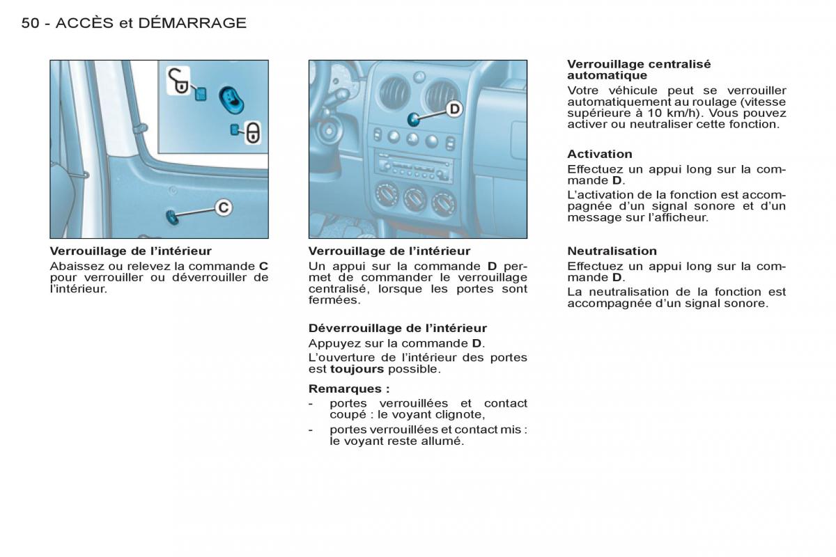 Peugeot Partner I 1 FL manuel du proprietaire / page 52