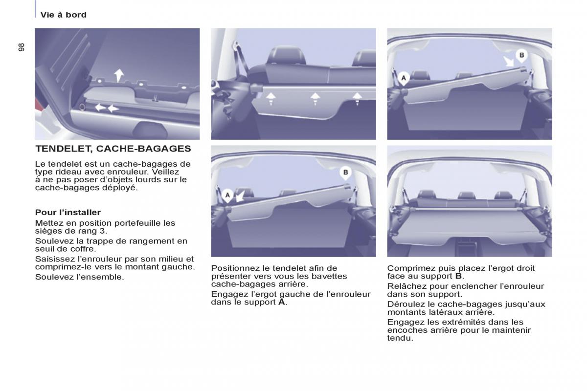 Peugeot Partner Tepee manuel du proprietaire / page 100