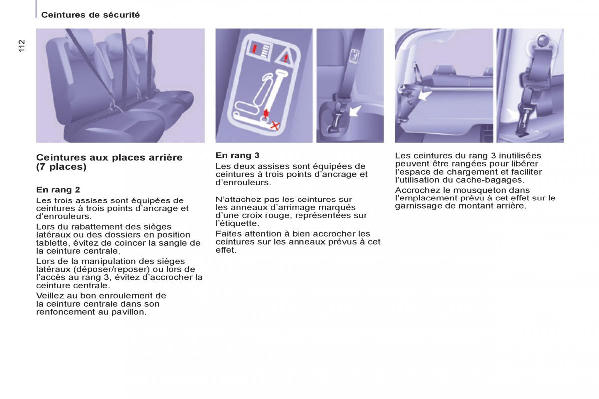 Peugeot Partner Tepee manuel du proprietaire / page 114