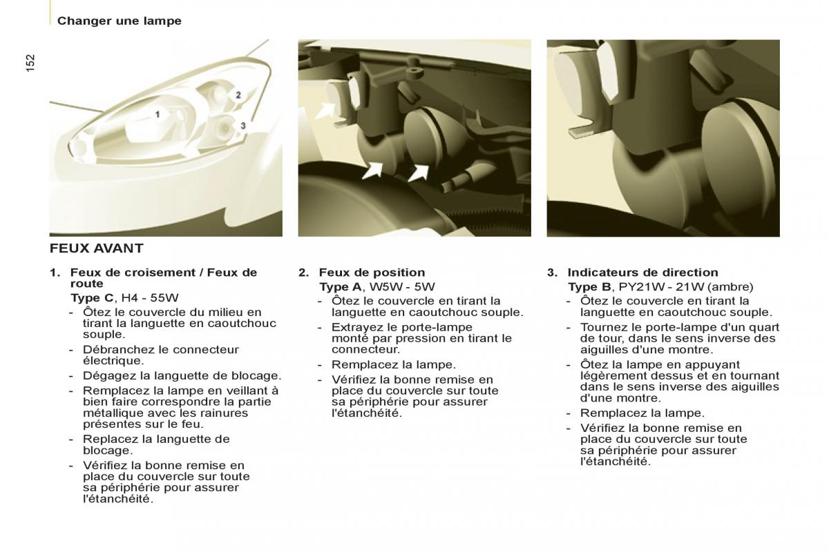 Peugeot Partner Tepee manuel du proprietaire / page 154