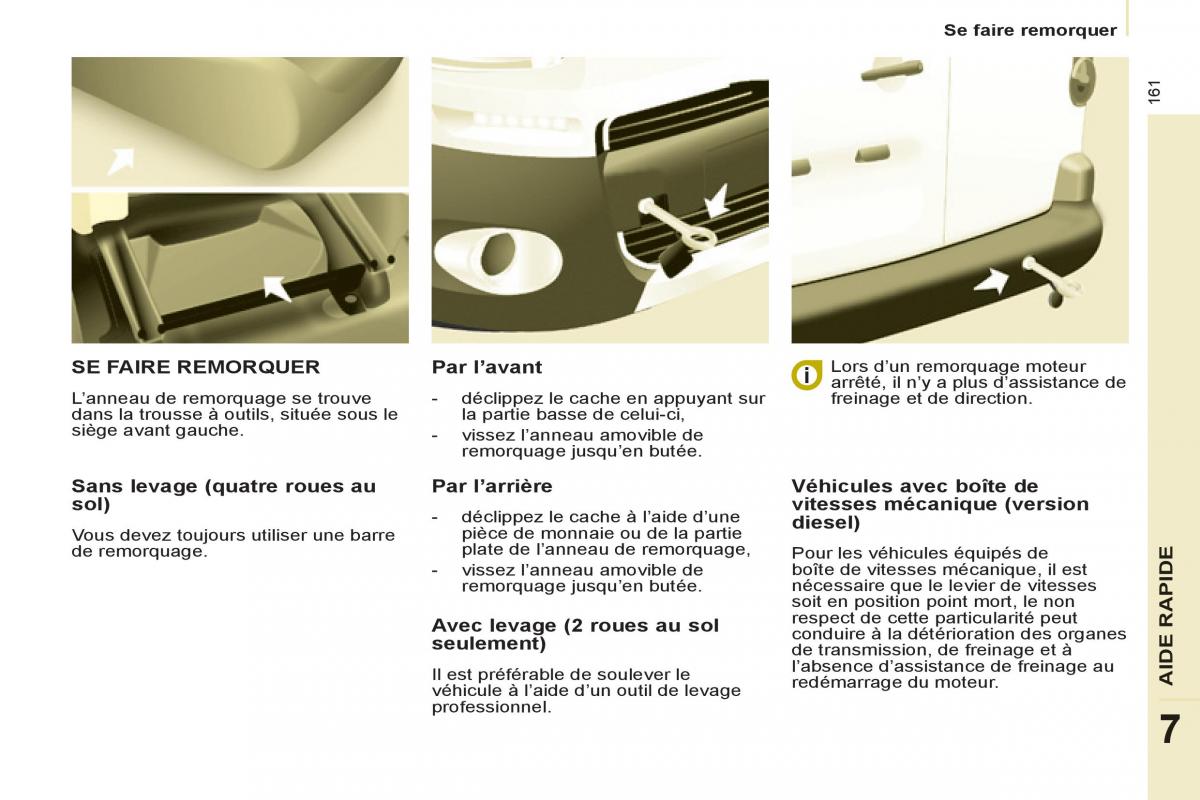 Peugeot Partner Tepee manuel du proprietaire / page 163