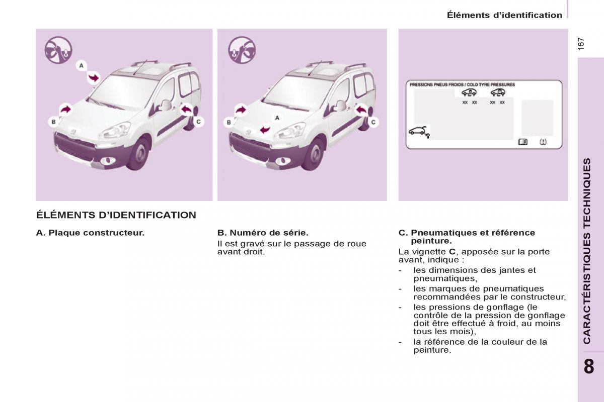 Peugeot Partner Tepee manuel du proprietaire / page 169