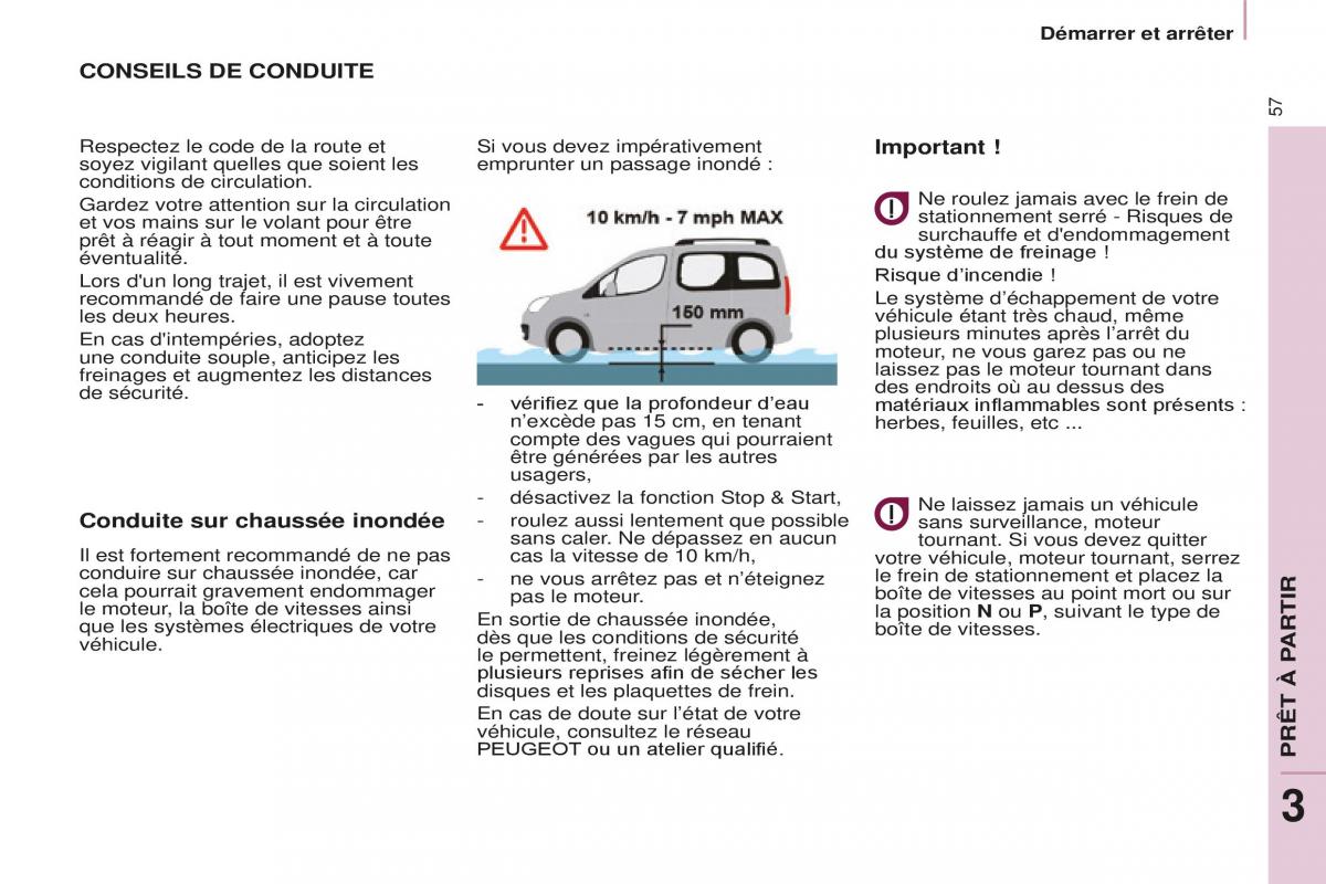 Peugeot Partner Tepee FL manuel du proprietaire / page 59