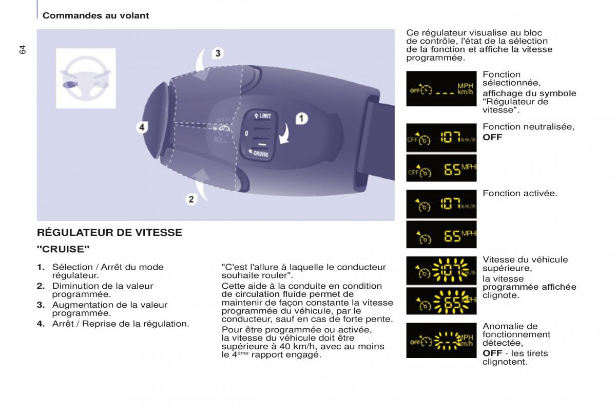 Peugeot Partner Tepee FL manuel du proprietaire / page 66