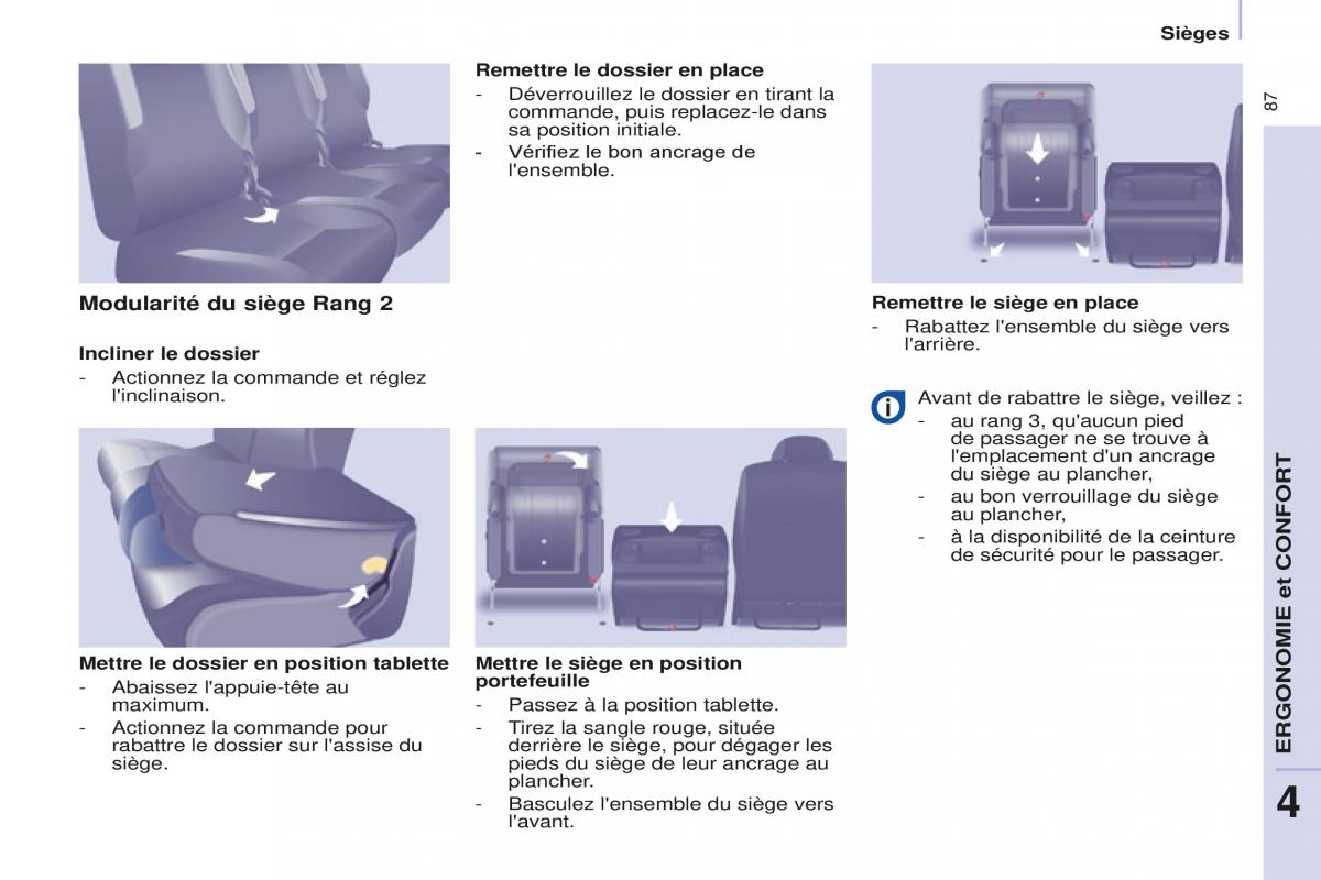 Peugeot Partner Tepee FL manuel du proprietaire / page 89