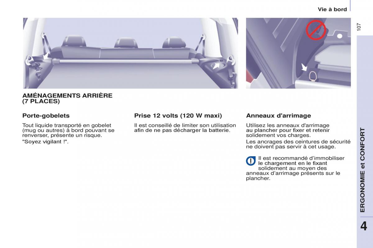 Peugeot Partner Tepee FL manuel du proprietaire / page 109