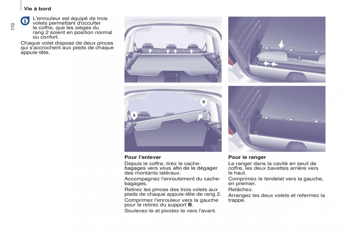 Peugeot Partner Tepee FL manuel du proprietaire / page 112